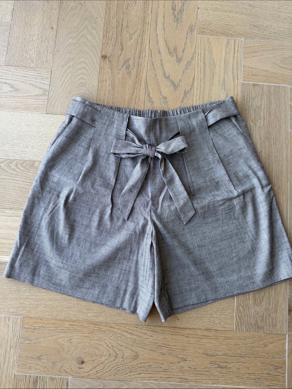 St. John Taupe Tie-Waist Bermuda Shorts